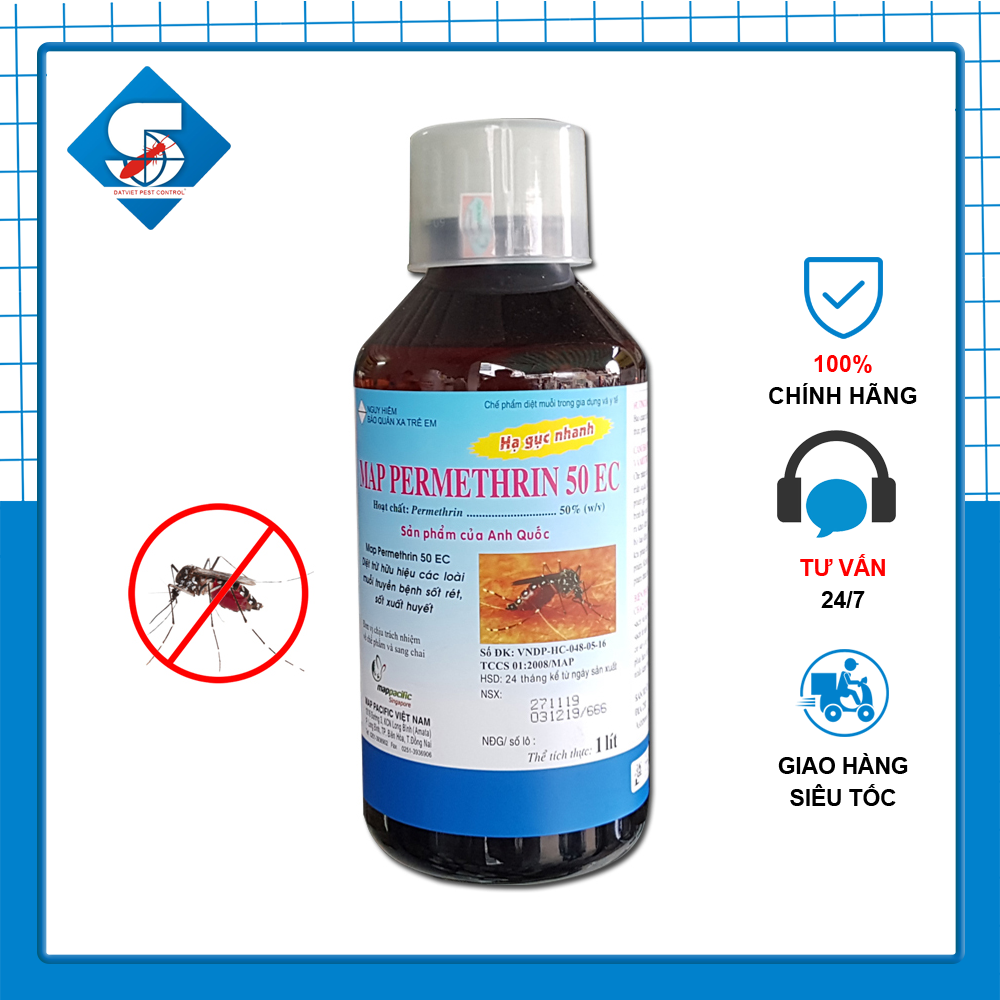 Hóa chất diệt côn trùng Anh Quốc Permethrin 50EC chai 1 lít
