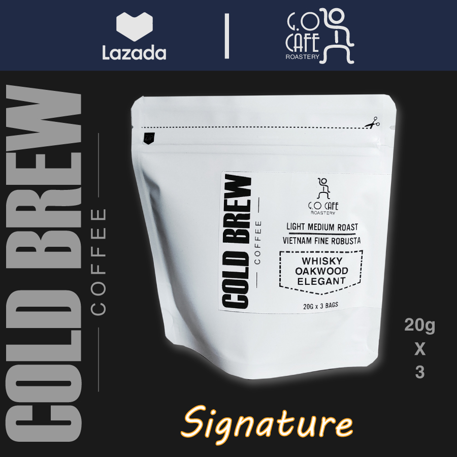 COLD BREW 60g SIGNATURE fine robusta cold brew coffee, 3 bags x 20g