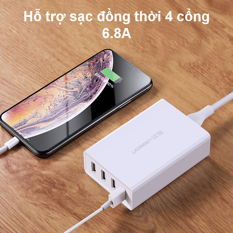 Trạm sạc 4 cổng USB, hỗ trợ sạc nhanh QC/FCP UGREEN CD102 Trạm sạc 4 cổng USB, hỗ trợ sạc nhanh QC/FCP UGREEN CD102