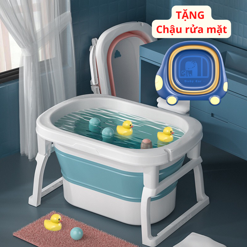  Chậu tắm cho bé thau tắm gấp gọn kèm cảm biến nhiệt độ theo thời gian thực dùng cho trẻ từ sơ sinh CHẤT LIỆU an toàn tiện lợi treo hoặc móc lên 
