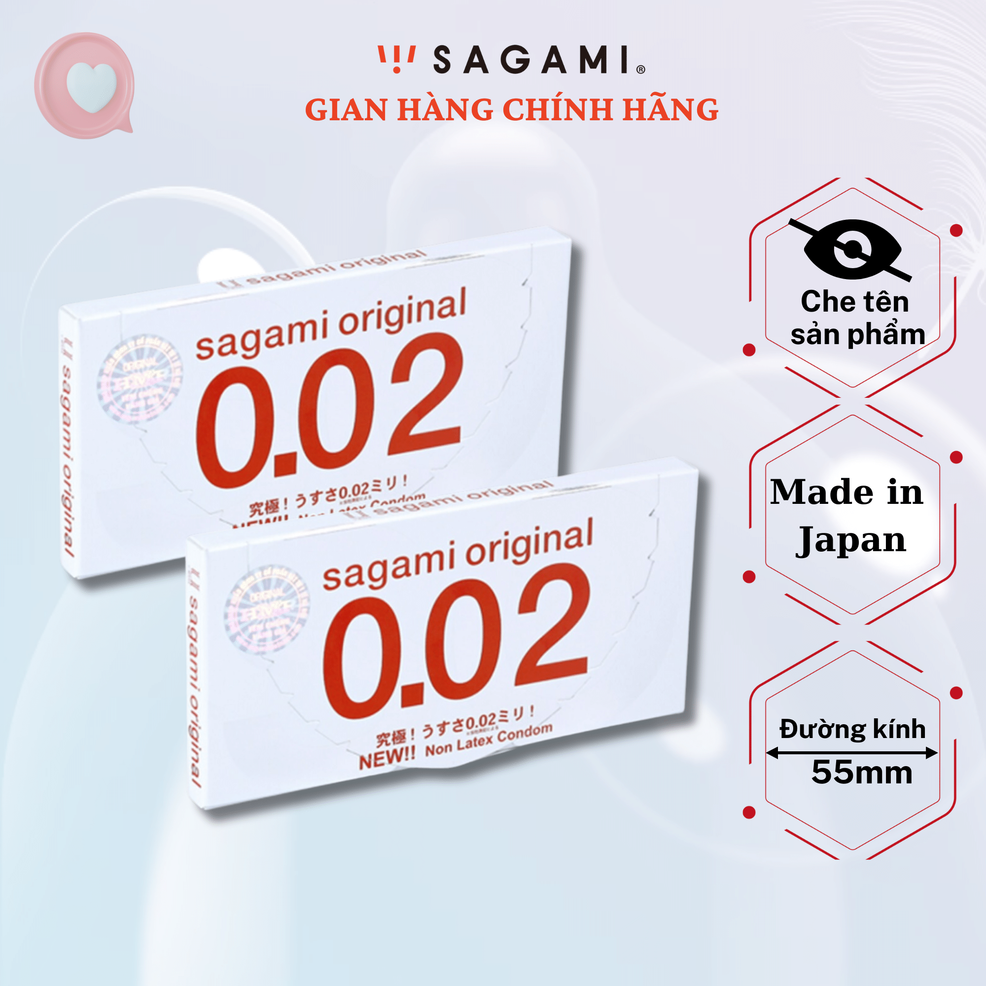 Bao cao su nam siêu mỏng Sagami original 002  - baocao su cao cấp Sagami chính hãng size lớn 55mm. Non latex