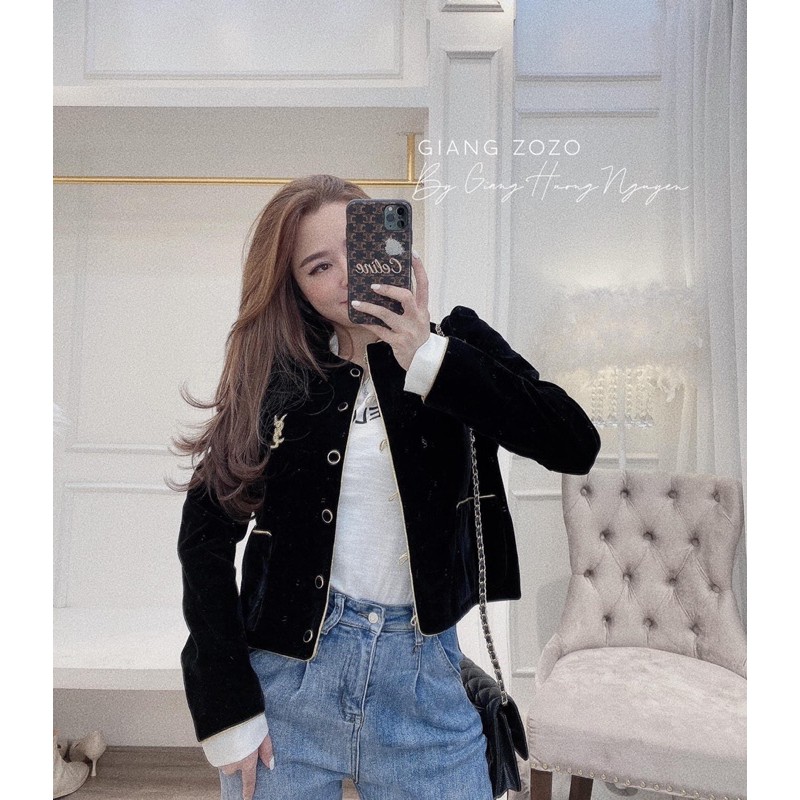 Áo Khoác Nhung Viền Siêu Đẹp