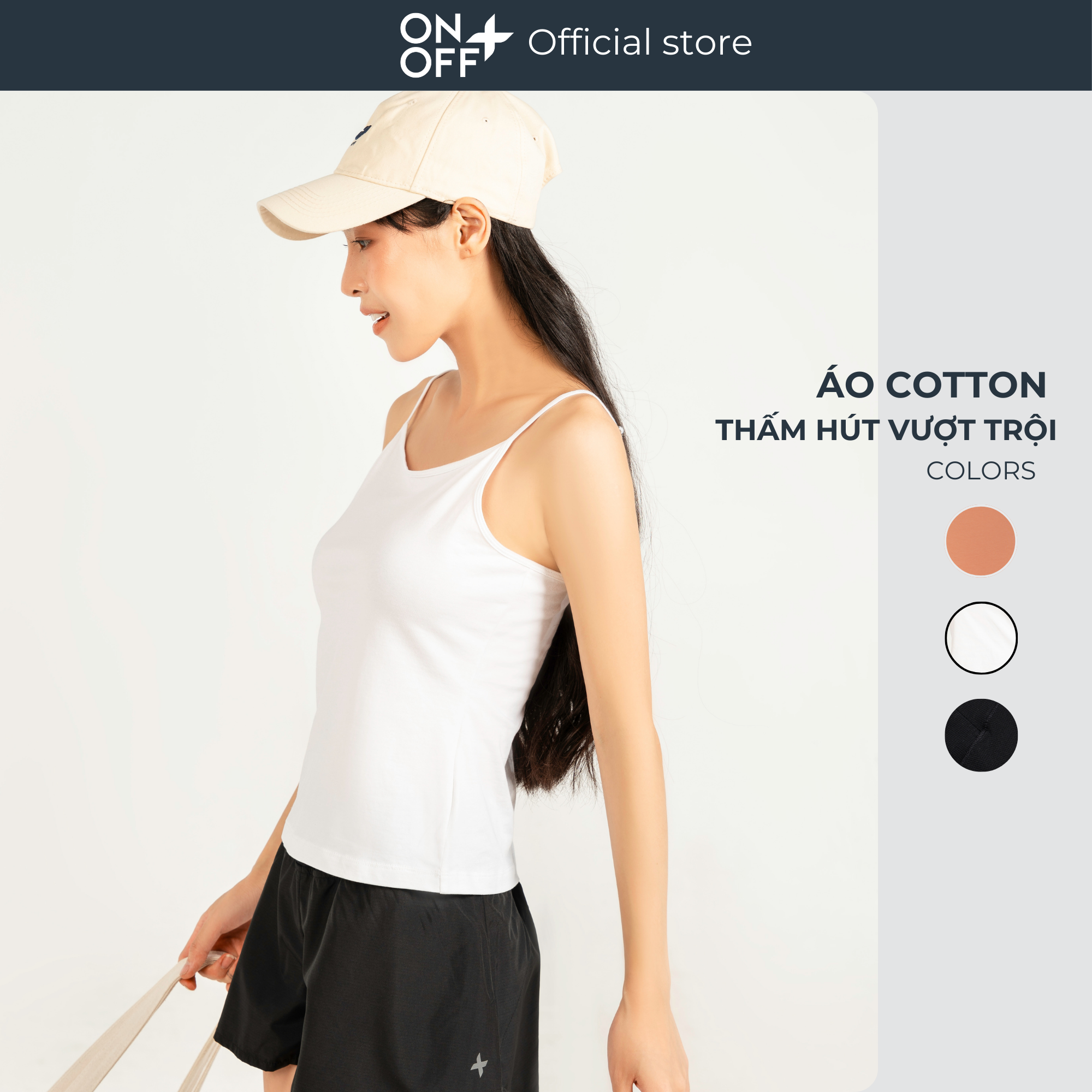 Áo cami T-top hai dây nữ cotton ONOFF Baics  mềm mại phong cách mix trẻ trung - 16IM24S019