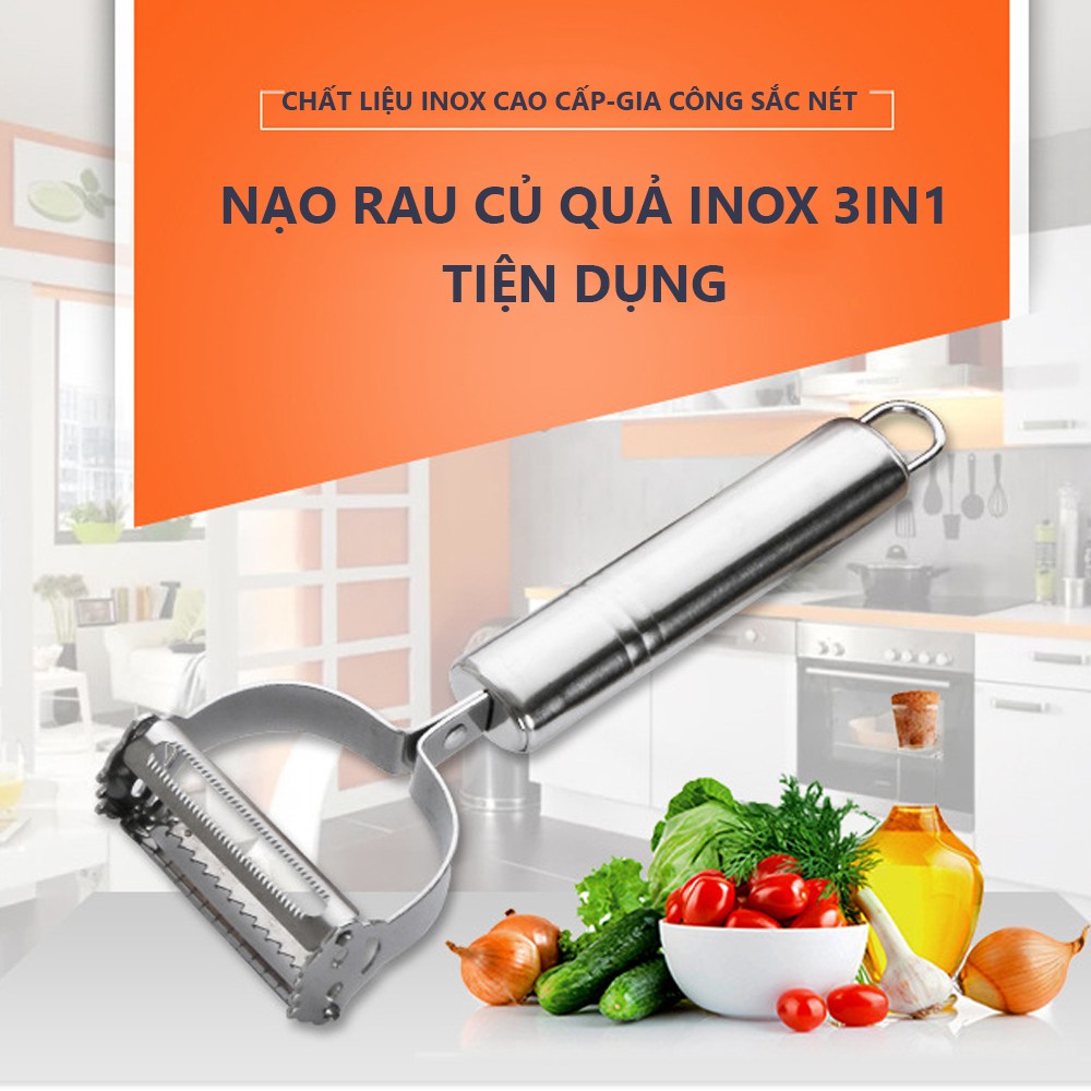 Nạo rau củ quả inox 3 in 1 đa năng
