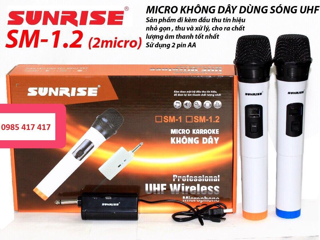 Micro không dây sunrise SM-1.2 loại 2 mic