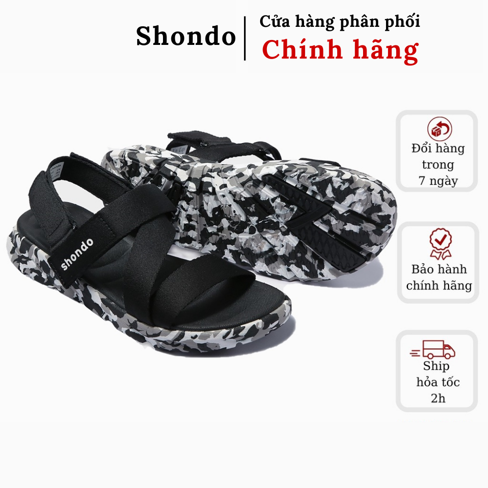 Giày sandal Shondo nam nữ F6 Sport đen lính f6s501 Shondo chính hãng