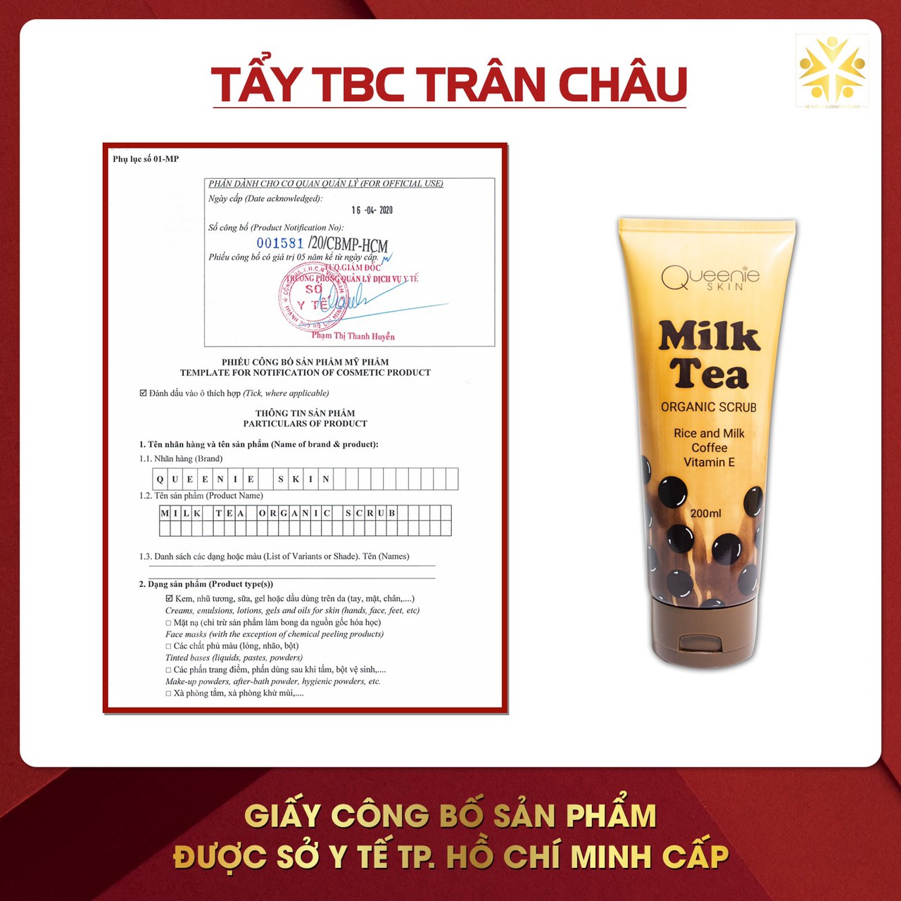 Tẩy tế bào chết milk tea queenie skin
