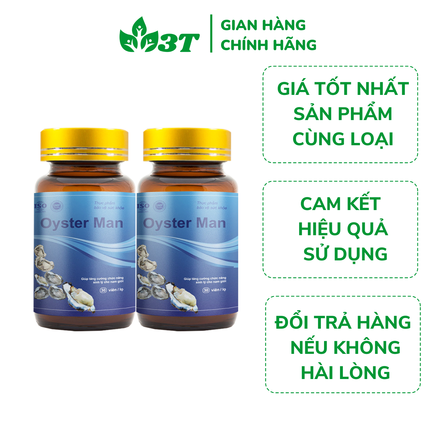 Combo 2 Hộp Tinh Chất Hàu Biển Oyster Man Tăng Cường Sinh Lý Nam, Tăng Ham Muốn, Cải Thiện Cương Dương, Xuất Tinh Sớm (2 Hộp x 30 Viên)