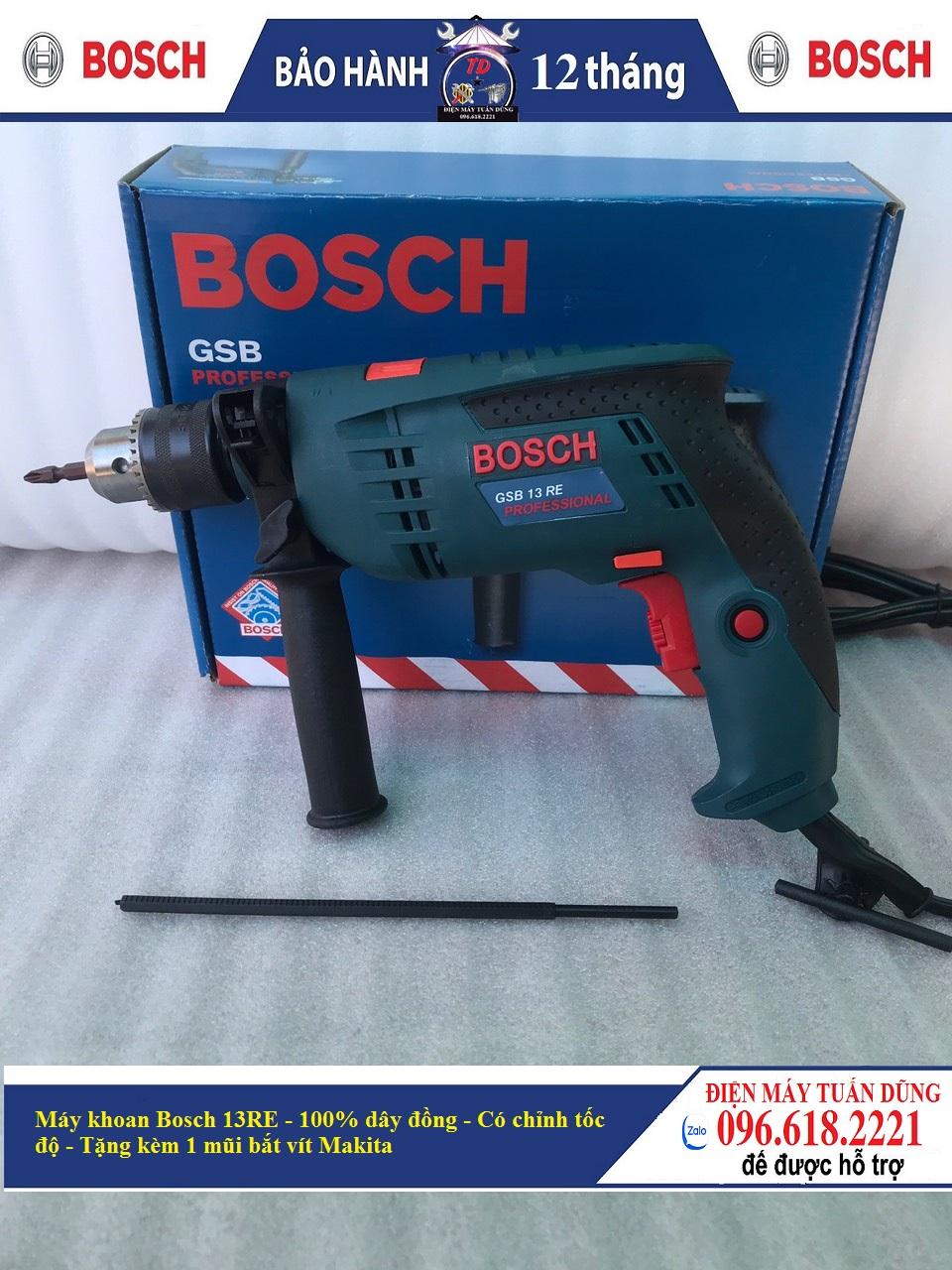 Máy khoan cầm tay 13RE made in Germany - 100% dây đồng có búa - Có nút chỉnh tốc độ - Tặng kèm 1 mũi bắt vít Makita