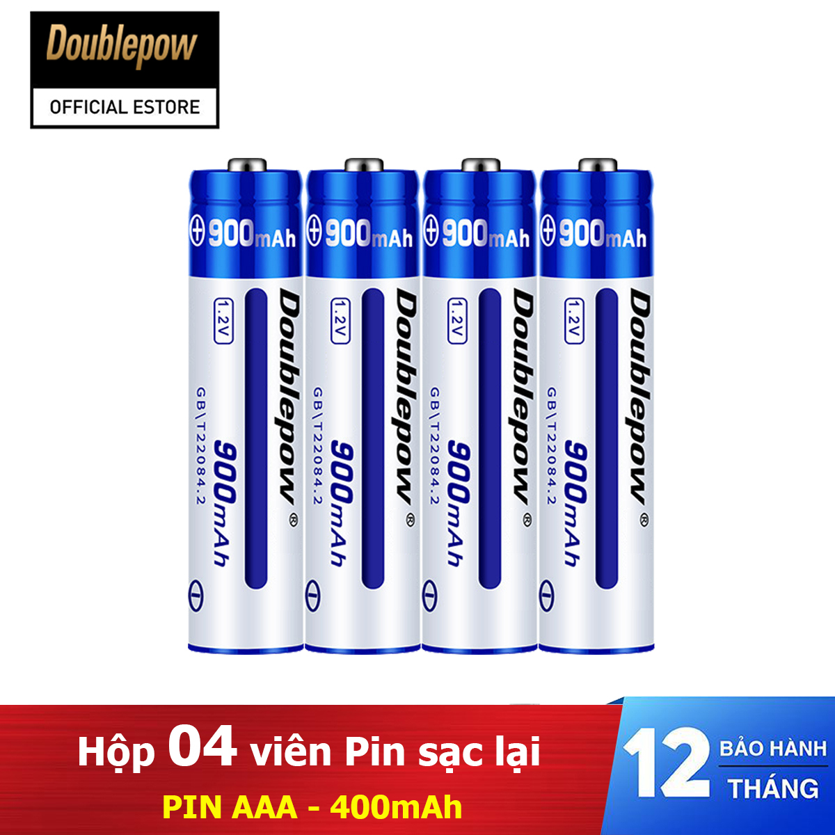Hộp 4 viên pin sạc lại doublepow aaa 900mah