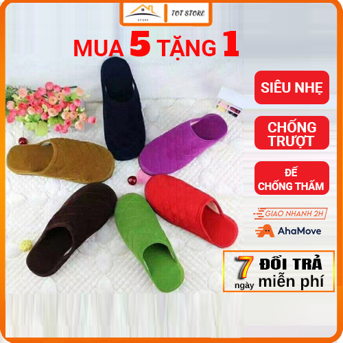 Dép nhung đi trong nhà mùa đông ấm áp dễ thương, bền đẹp, sạch sẽ, êm ái, dép bông đi trong nhà, dép nhung cho bà giá rẻ - Giao màu ngẫu nhiên