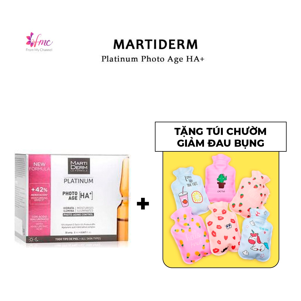 [MUA 1 TẶNG 1] Ampoules chống lão hóa MartiDerm Platinum Photo Age HA+ + Tặng 1 túi chườm giảm đau bụng