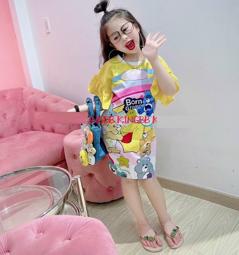 Váy bé gái hoạt hình 3D cầu vồng thun lạnh siêu co dãn 8-40kg 3 mầu XHN1179