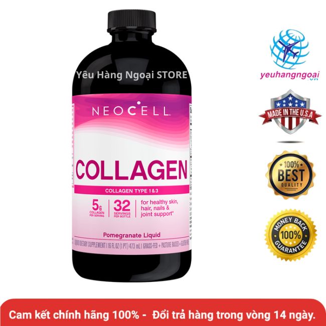 Collagen chiết xuất từ quả Lựu Neocell Collagen +C Pomegranate Liquid 473ml của Mỹ.