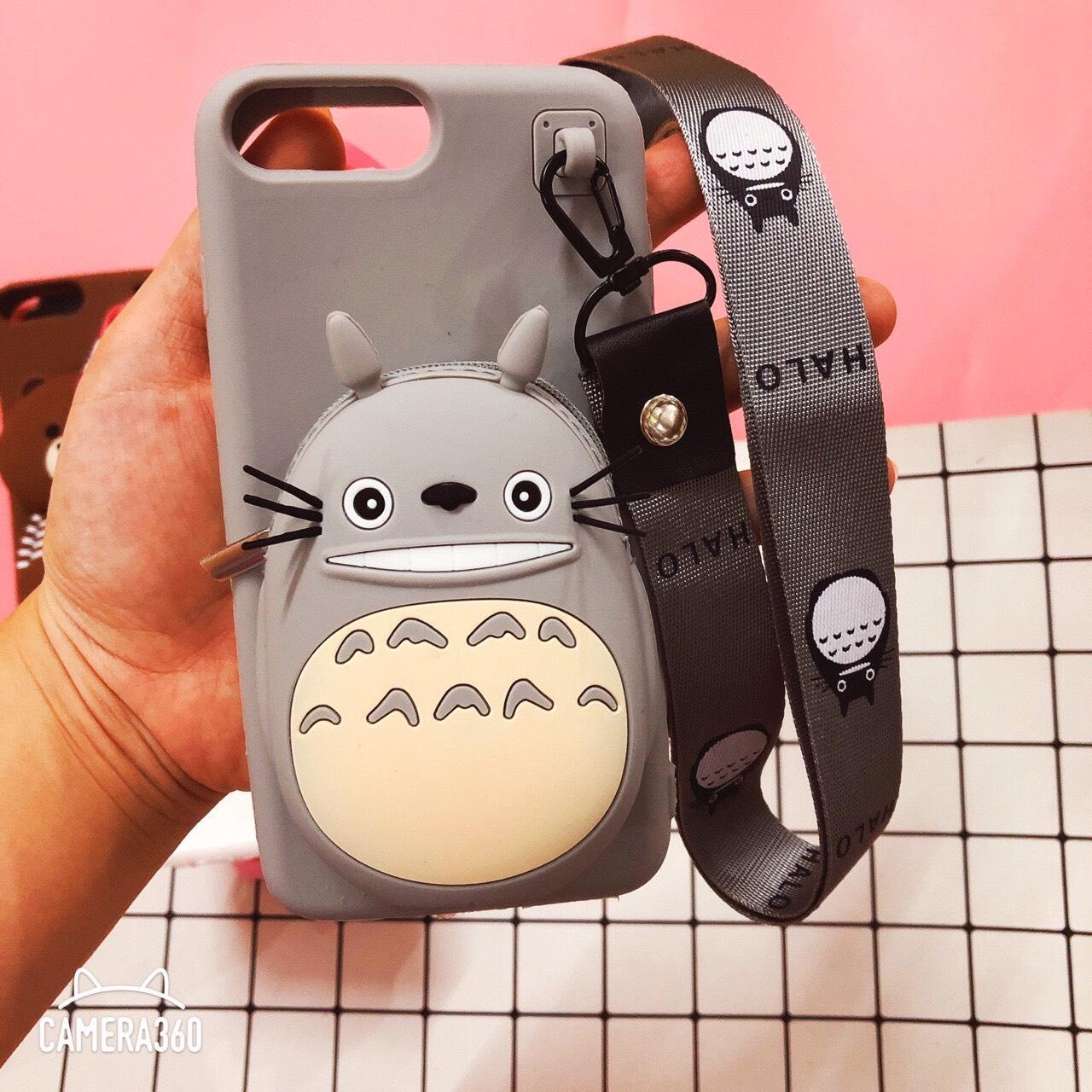 Ốp lưng hình nghộ nghĩnh có ví đựng đồ sau lưng kèm Dây đeo cho máy iphone 6/7/8 Plus