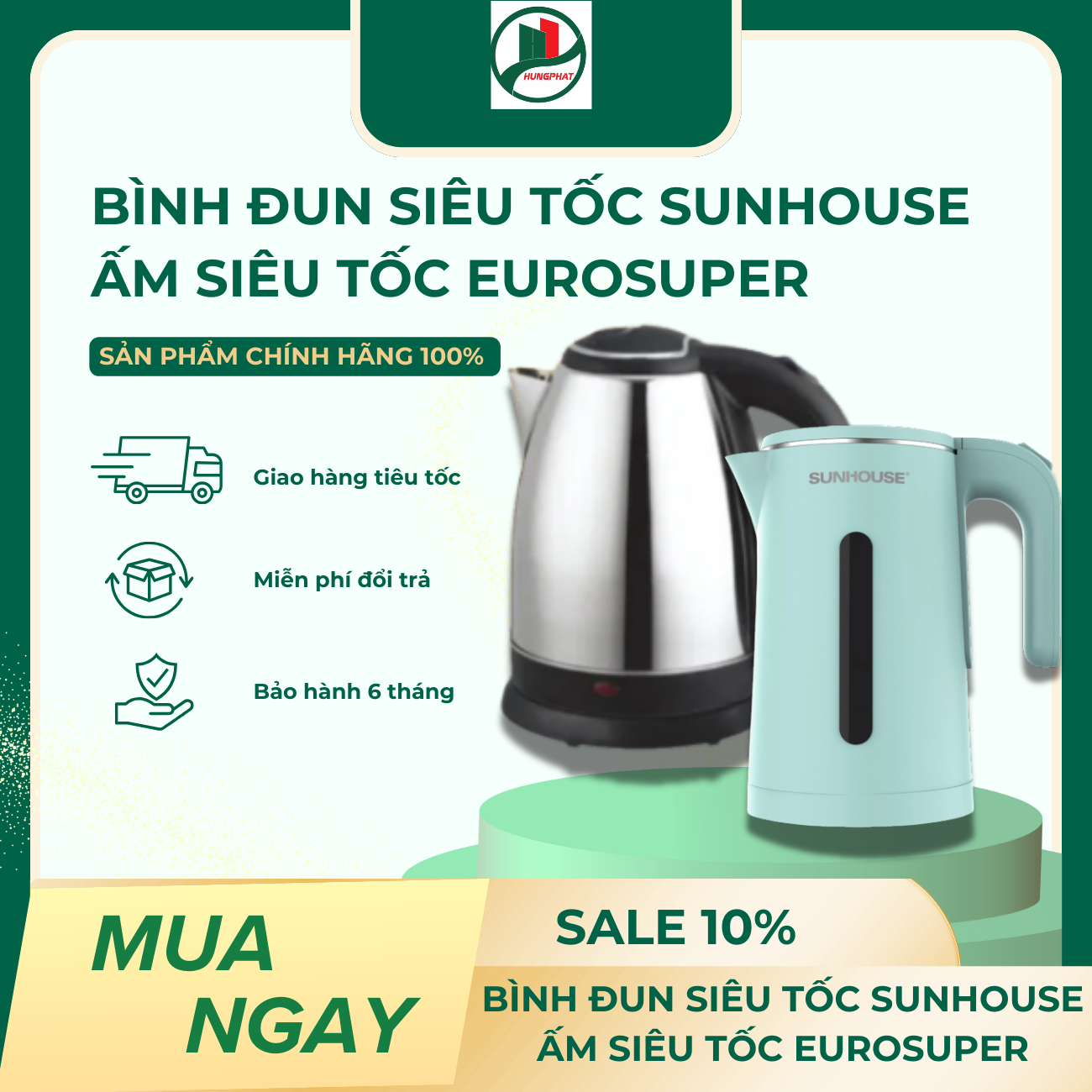 Sunhouse Shd1351 Electric Kettle - Eurosuper Electric Kettle