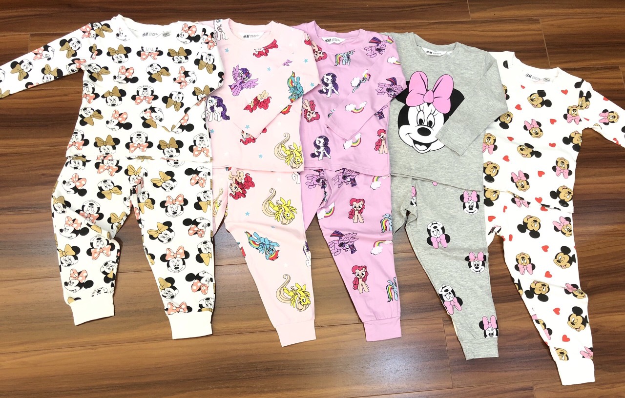 Bộ đồ dài tay cotton hm bé gái mickey - pony