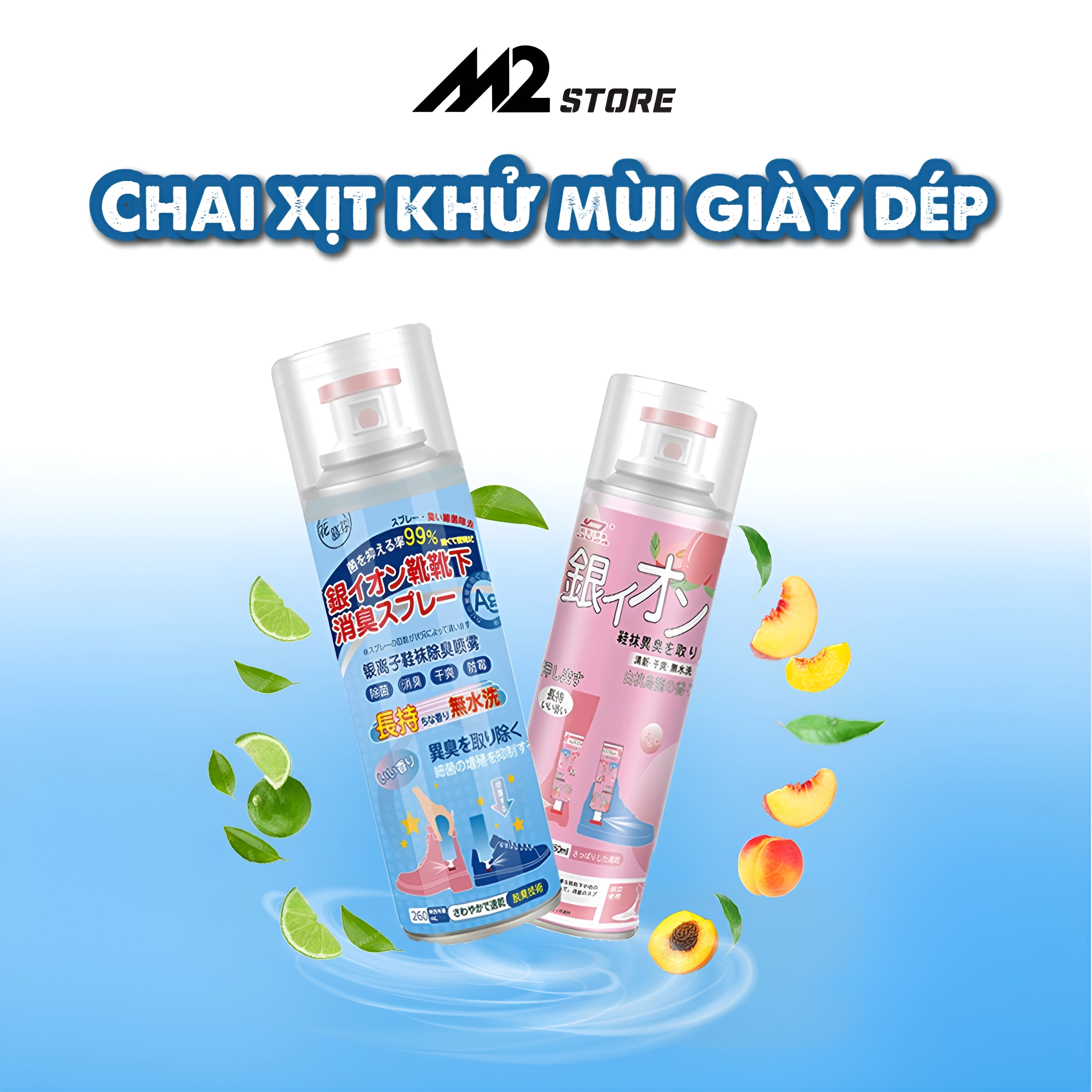 Chai xịt khử mùi giày dép nano bạc, xịt khử mùi hôi chân nano 260ml