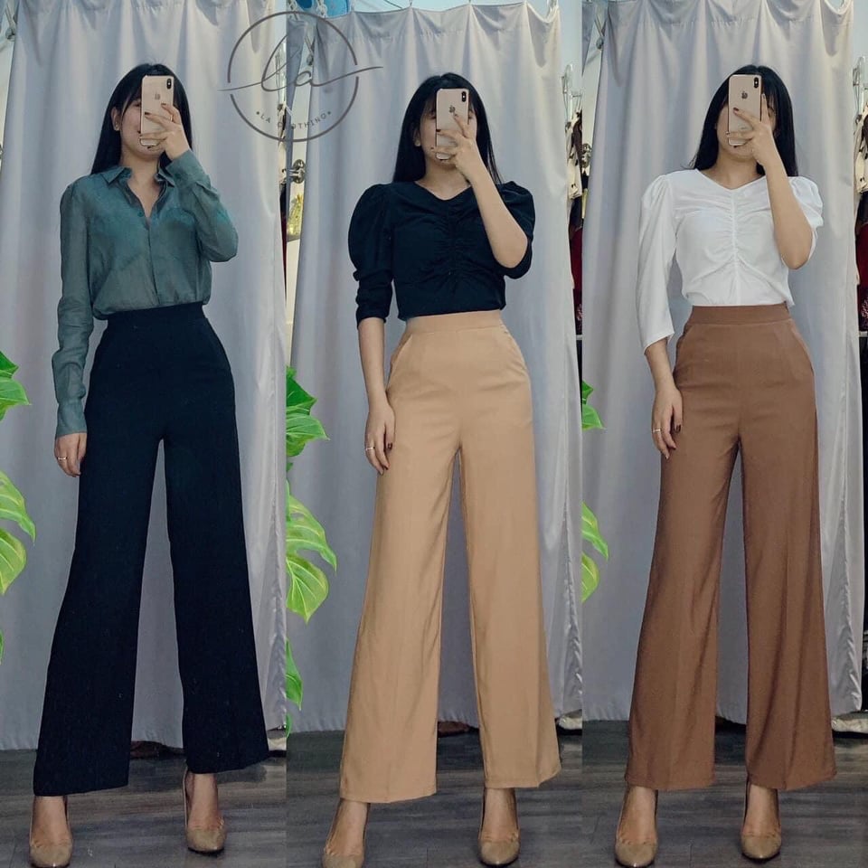 [HCM]QUẦN TÂY DÀI ỐNG LOE DÂY KÉO HÔNG CAO CẤP SHOP PHƯƠNG CHÂU