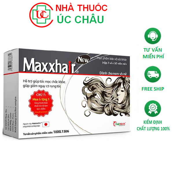 MaxxHair-Giảm rụng tóc, Tóc chắ khỏe, ngăn ngừa rụng tóc- Hộp 30 viên