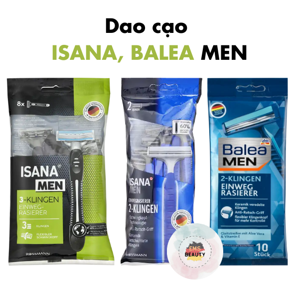 Set 10 dao cạo râu isana, balea hàng đức nam giới