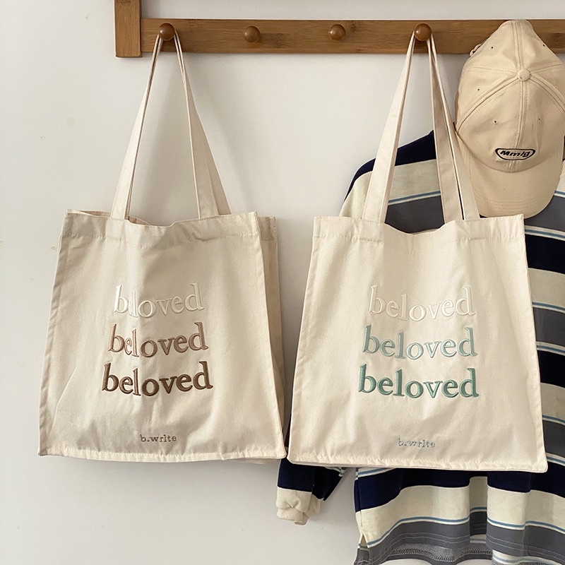 Túi tote thêu chữ beloved dễ thươngggg