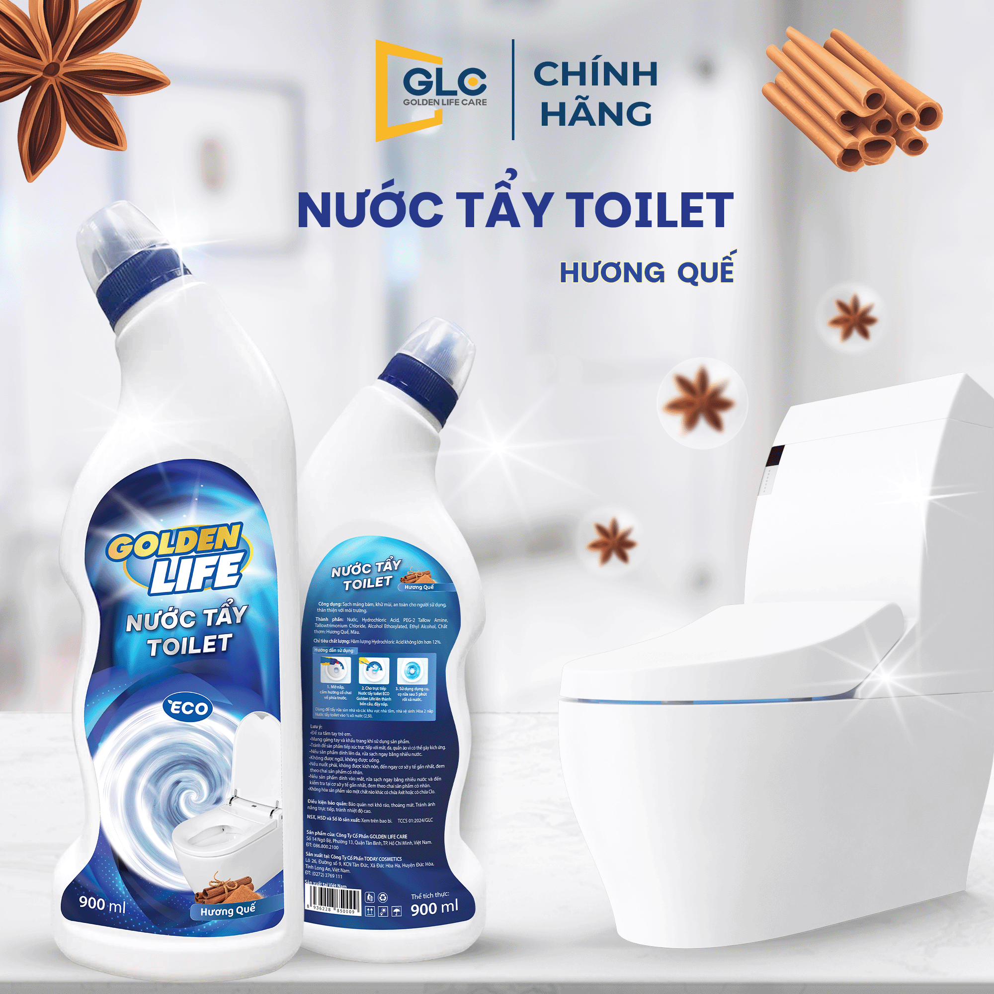 Nước Tẩy Toilet Eco Golden Life 900ml – Công Nghệ Sinh Học, An Toàn, Không Độc Hại
