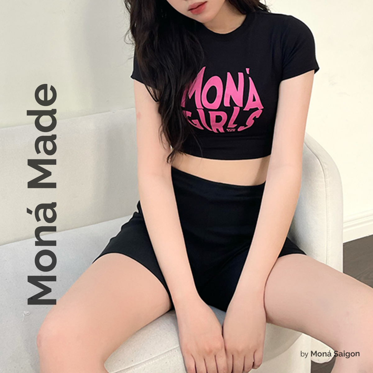 Quần short đen thun gân moná - ela