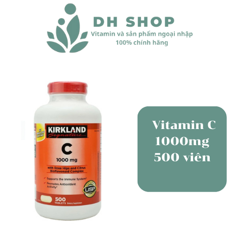 Vitamin C hỗ trợ hệ miễn dịch Kirkland 500mg 1000mg 500 viên của Mỹ