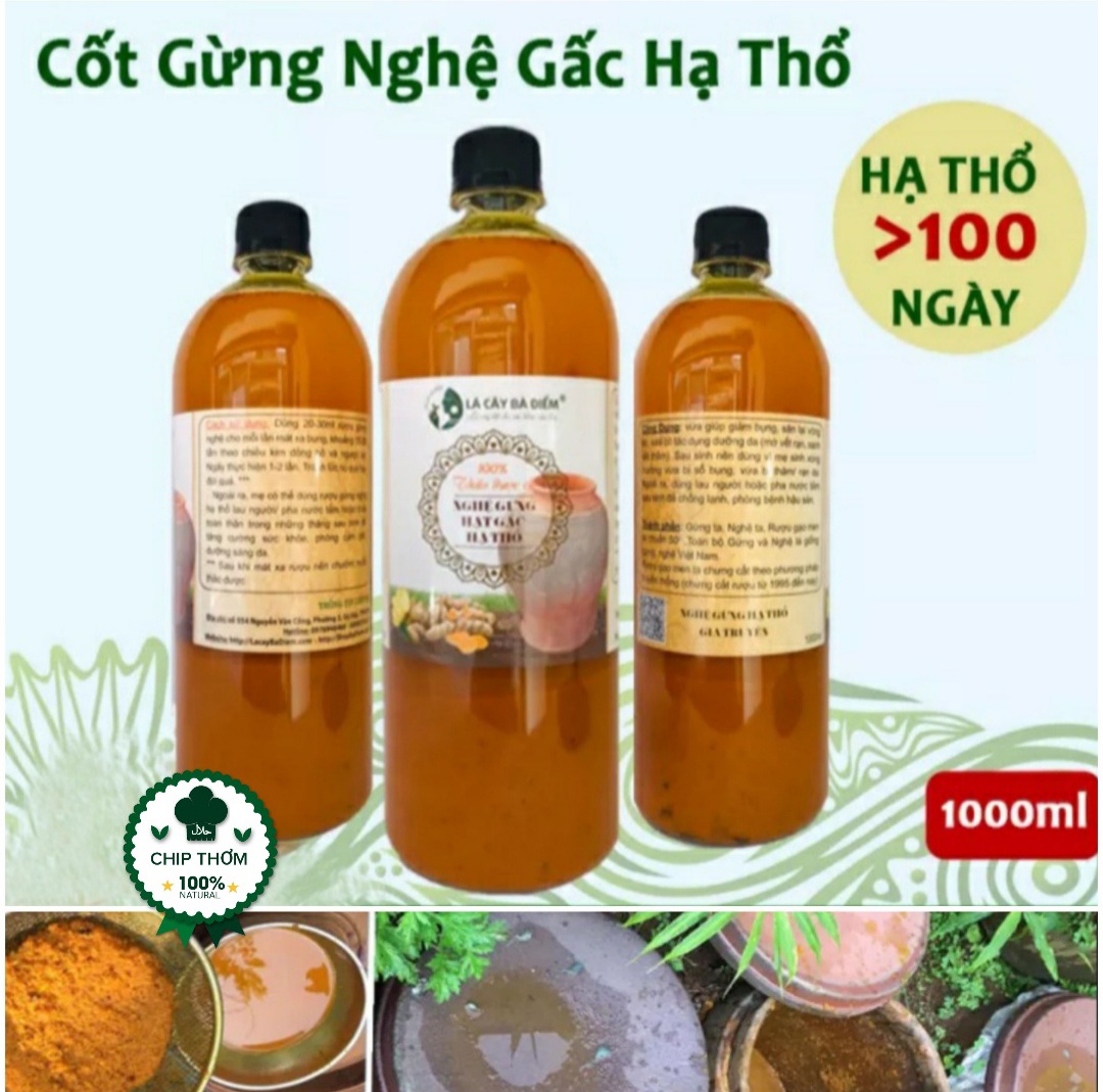 Cốt Gừng Nghệ Hạt Gấc Hạ Thổ Cho Body (1 Lít) | Hạ Thổ 3 Tháng 10 Ngày | Dưỡng Sáng Trắng, Mịn Da | ruo gung ha tho, cot gung nghe hat gac ha tho, thoa ruo u gung nghe sau sinh