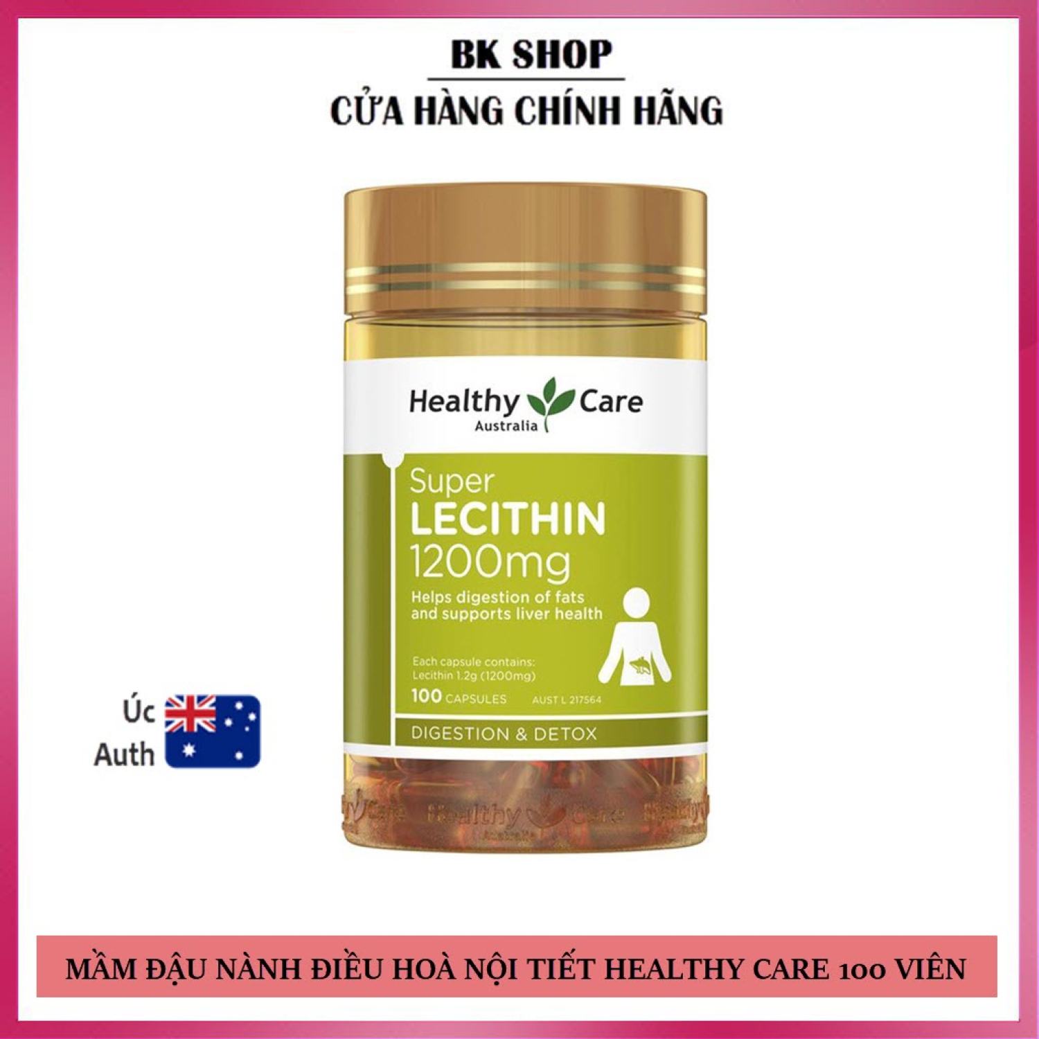 Hàng Úc Mầm đậu nành điều hòa nội tiết Healthy Care Super Lecithin 100