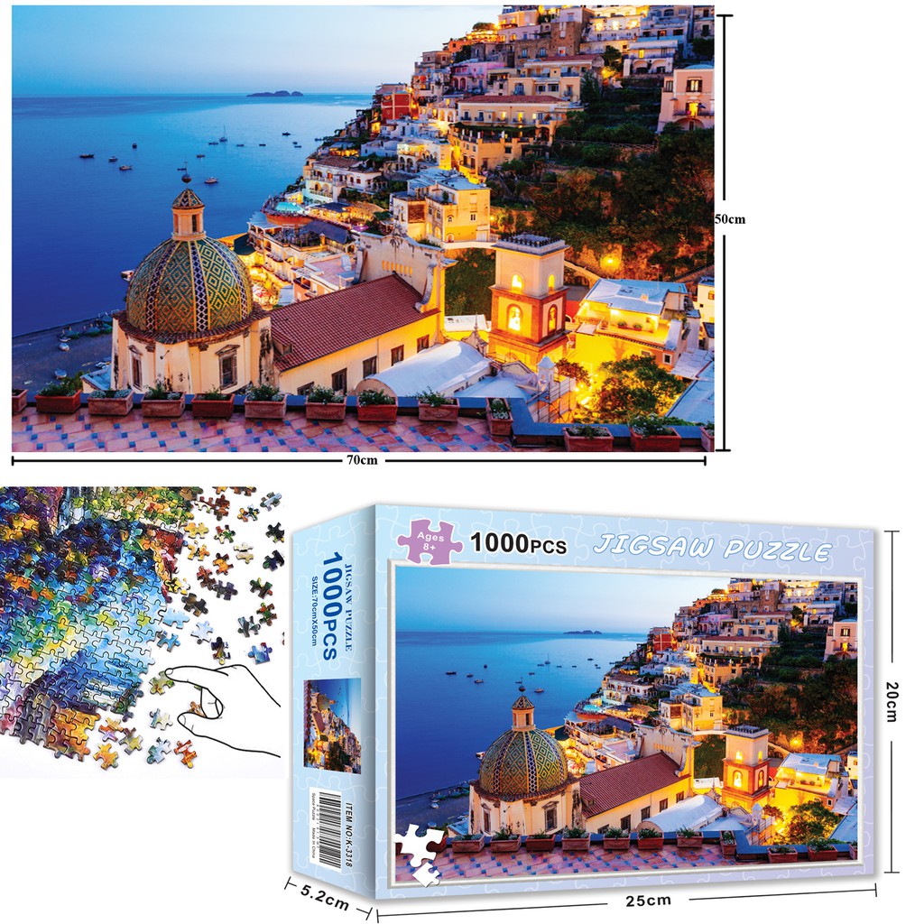 [Hoàn tiền 10%][Hoàn tiền 6%]Bộ Tranh Ghép Xếp Hình 1000 Pcs Jigsaw Puzzle Amalfi Coast Rome Thú Vị Cao Cấp