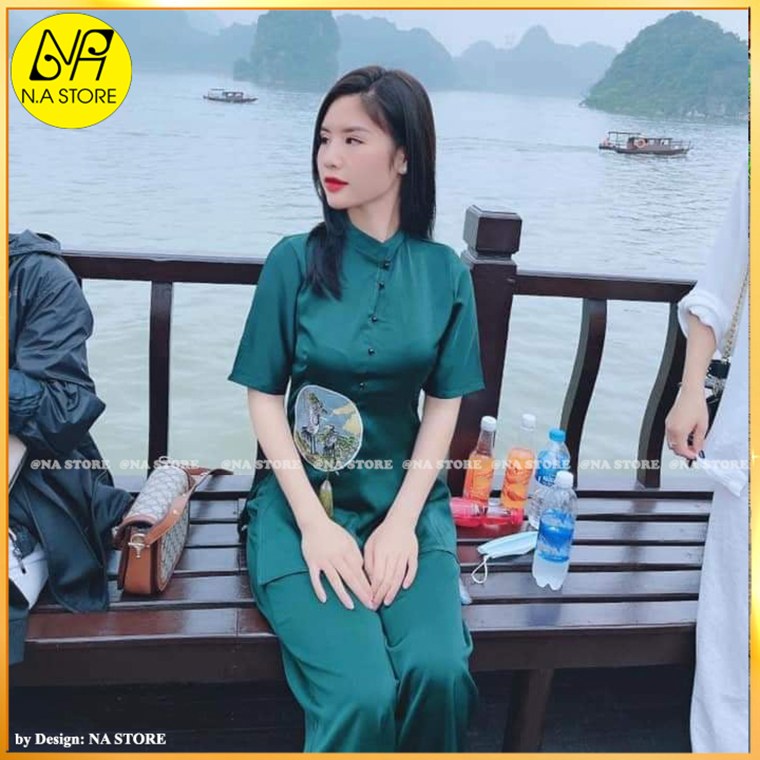 [HCM]Đồ Lam Đi Chùa Nữ - Bộ Đi Lễ Chùa Đẹp Cao Cấp Trang Nhã Vải Lụa Thêu Hạt Ngọc Bội Dành Cho Phật Tử - AL025