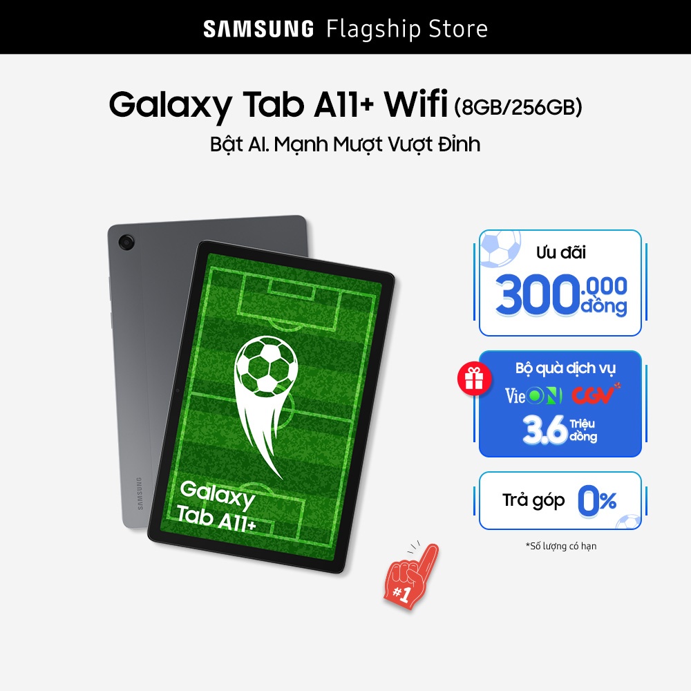 Máy tính bảng Galaxy Tab A11+, Màn hình 11", Tính năng AI tiên tiến, Thời lượng pin lớn 7,040mAh