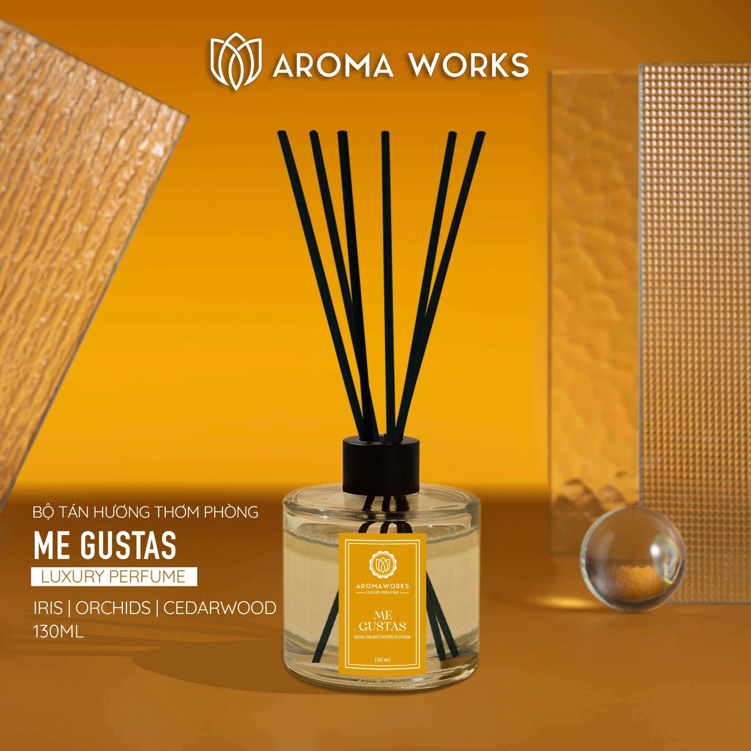 Tinh Dầu Tán Hương Que Mây Aroma Works Reed Diffuser - Luxury Perfume 130ml