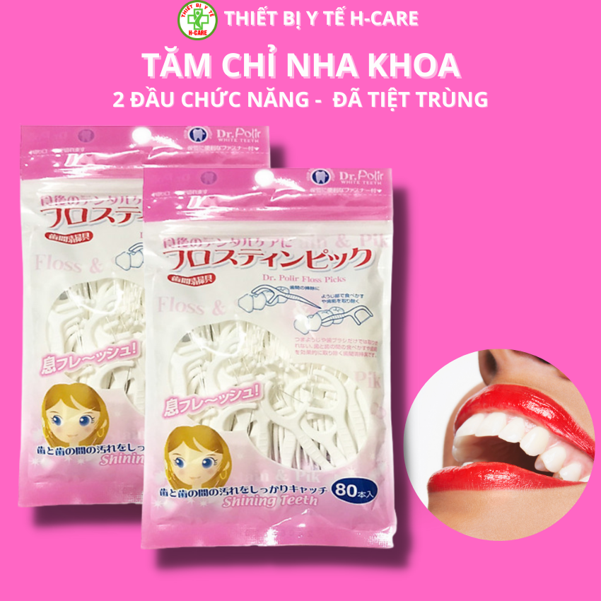 2 gói Tăm Chỉ kẽ răng cao cấp Nhật bản gói 80 chiếc - Dr.Polir