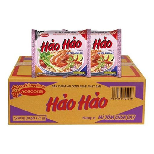 Thùng 30 Gói Mì Hảo Hảo Tôm Chua Cay 75g.