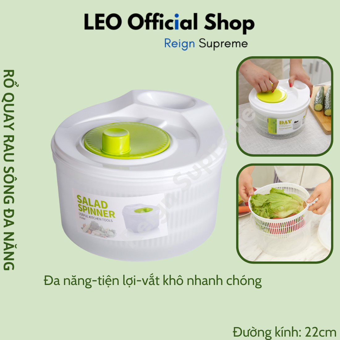  Rổ quay rau sống đa năng rổ làm khô rau nhanh chóng tiện lợi dụng cụ vắt rau sống nhà bếp đa năng rổ vắt rau sống 