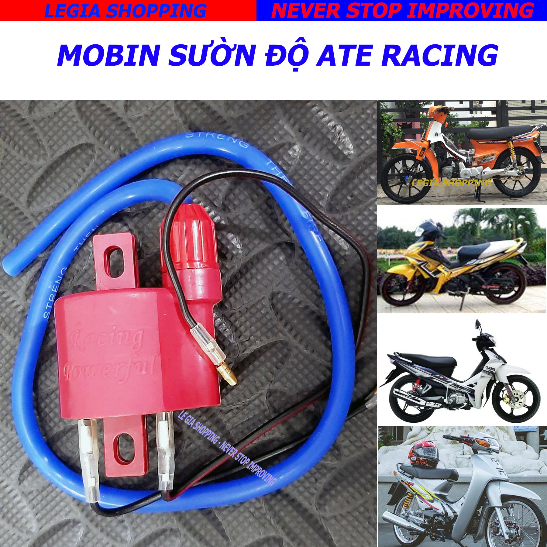 MOBIN SƯỜN ĐỘ ATE RACING XĂNG CƠ GẮN WAVE DREAM SIRIUS JUPITER SUZUKI SPORT