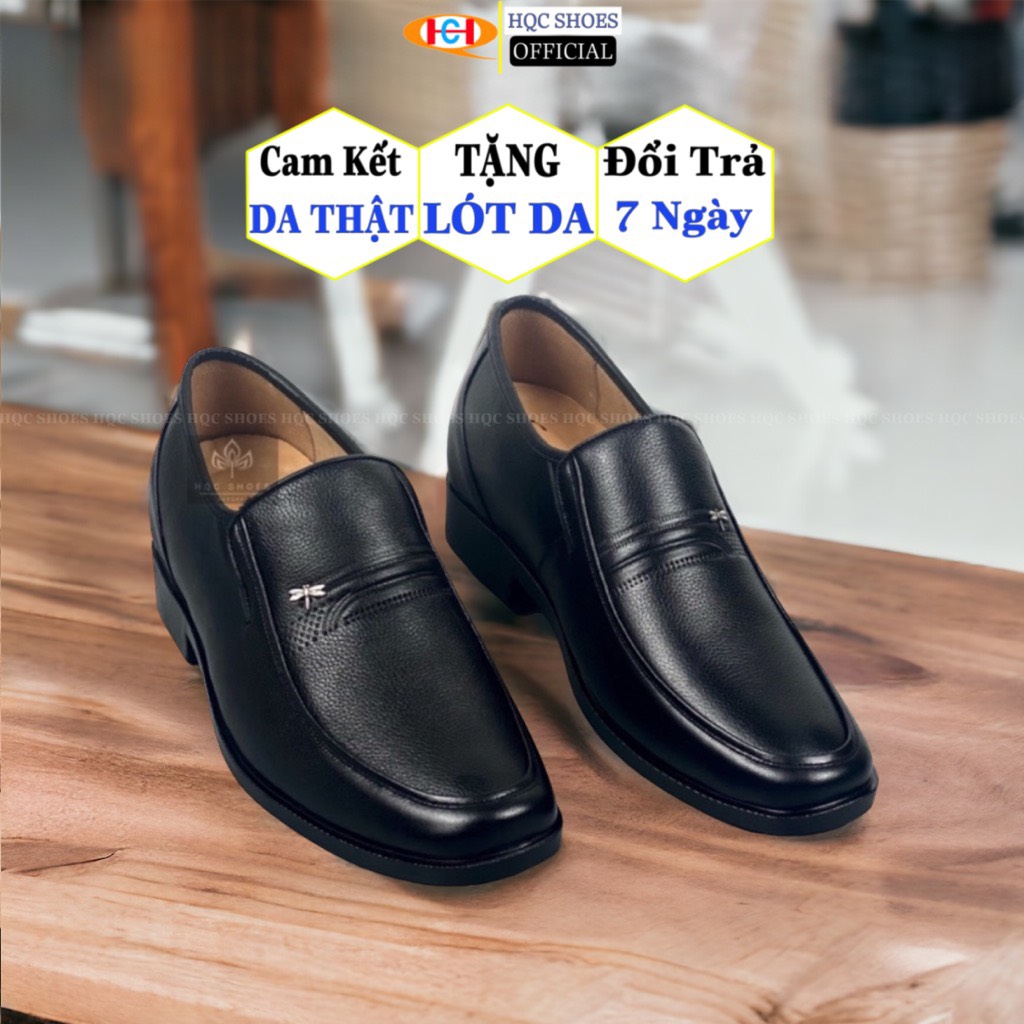 Giày da nam tăng chiều cao 5,5cm đế cao su khâu chỉ bảo hành 12 tháng AQ014