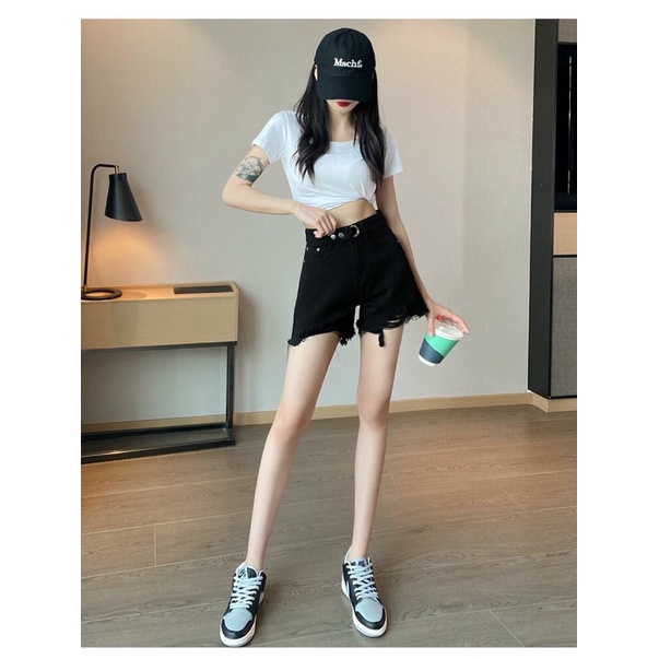 [LAZFLEX1 giảm 30K/149K] quần jean nữ rách gấu cạp cao ulzzang