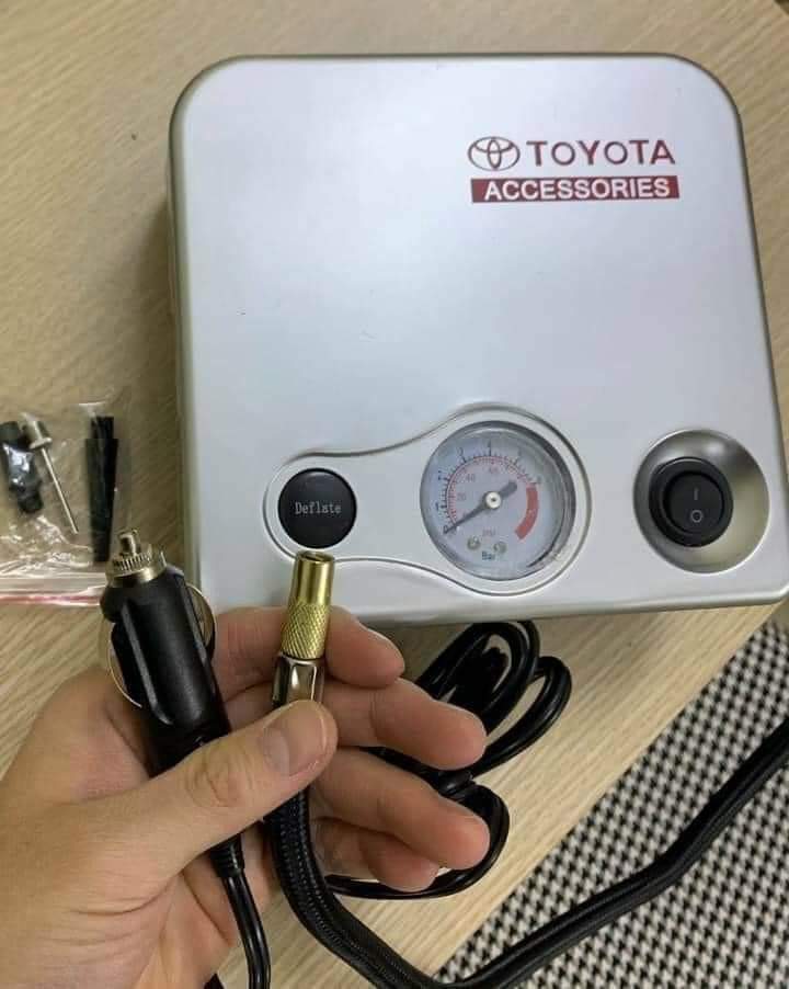  Máy Bơm Lốp TOYOTA Ô Tô Xe Hơi Mini Bơm Lốp Xe Ô Tô Cao Cấp - Đa Chức Năng Có Thể Bơm Xe Đạp Xe Máy Ô Tô  Bể Bơi Nệm Hơi ,Bóng Bay 