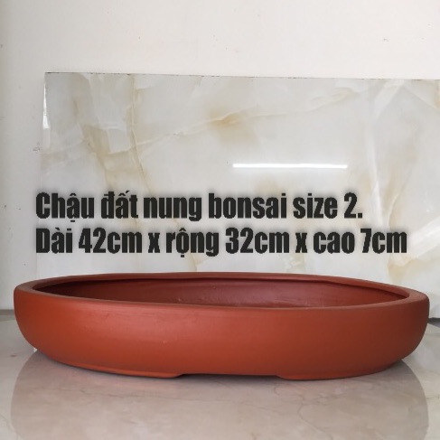 Chậu đất nung bonsai cạn hình ovan(  size 2)