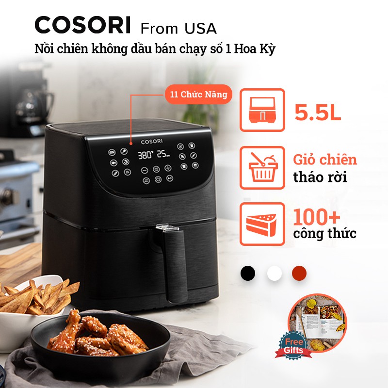Nồi chiên không dầu cosori cp158 5,5l - đen
