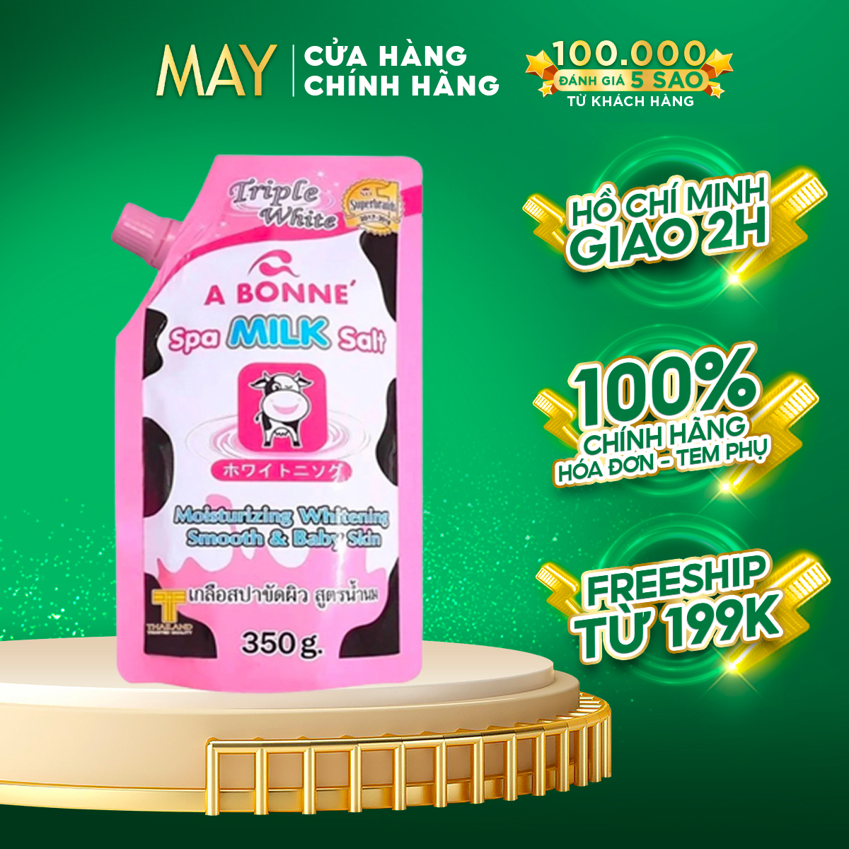 Muối Tắm SỮA BÒ Spa A Bonne Thái Lan Tẩy Tế Bào Chết 350g (Có Vòi)