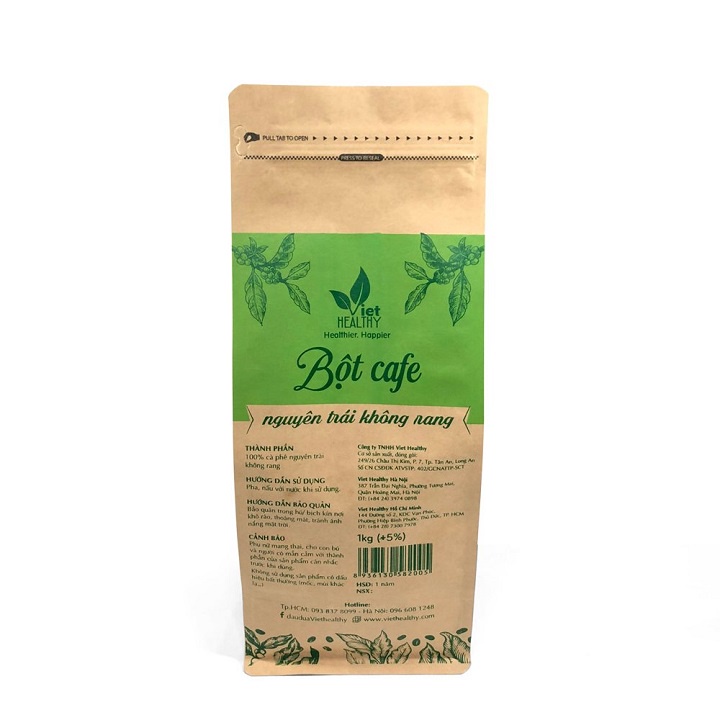 Bột cà phê nguyên trái không rang 1kg VietHealthy