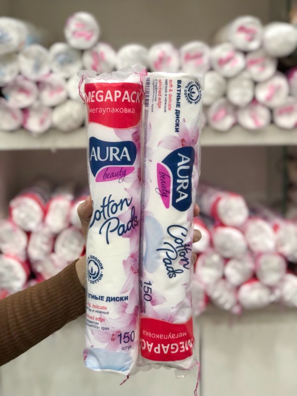 Combo 2 bông tẩy trang aura coton 150 miếng