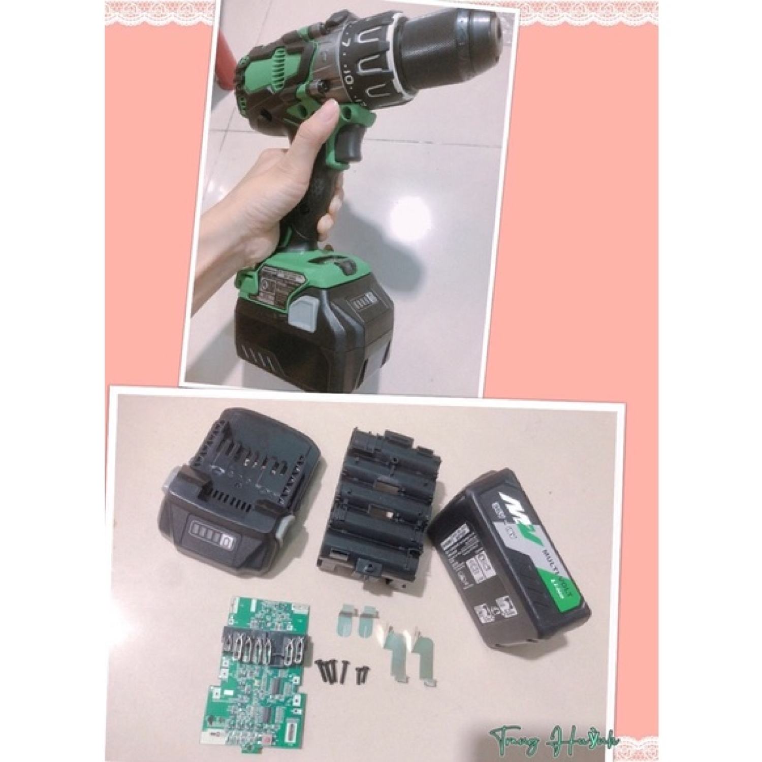 Vỏ mạch Hitachi 36v .mạch nhận sạc zin, vỏ chứa 10cell 18650 (vỏ có tem dán đầy đủ )