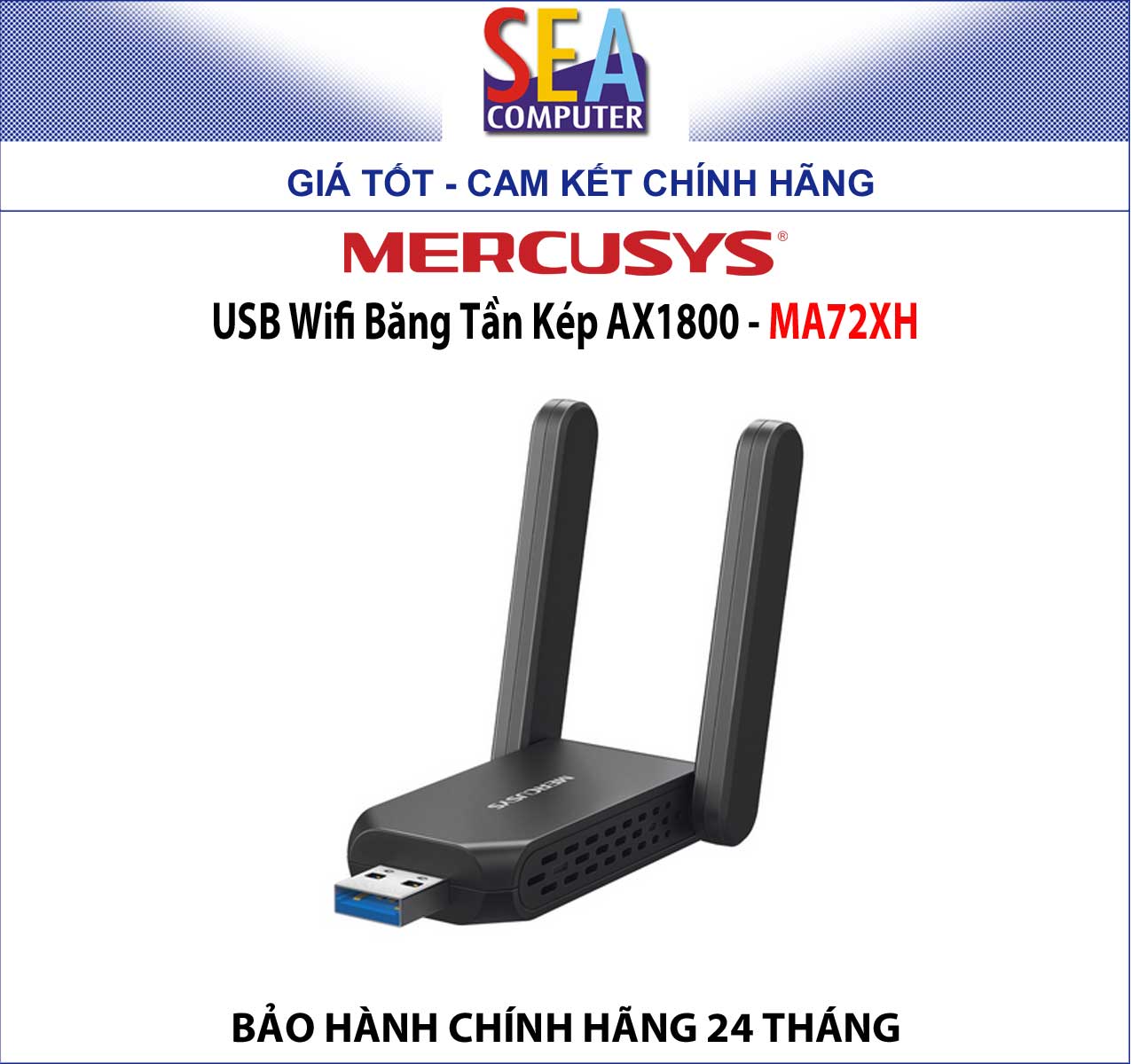 Mercusys USB Wi-Fi Băng Tần Kép AX1800 - MA72XH