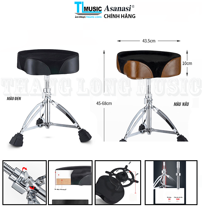 Ghế trống tam giác chơi trống JAZZ cao cấp Asanasi tăng chỉnh chiều cao